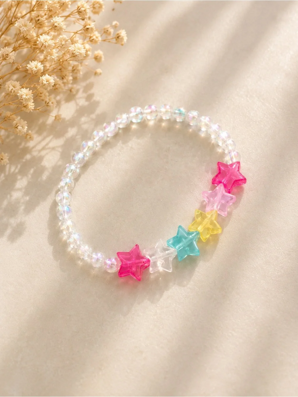 Kids Star Bead Bracelet - Pink, Aqua, Yellow